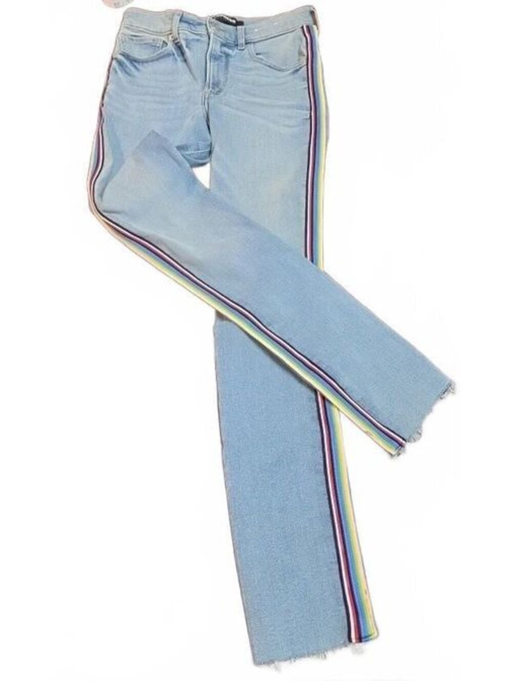 Express Ankle Stretch + Ankle Legging High Rise Rainbow Stripe Jeans Size 2R
